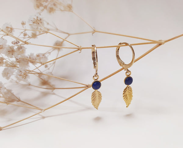 Mini Créoles Feuilles Pierres - Divers Coloris