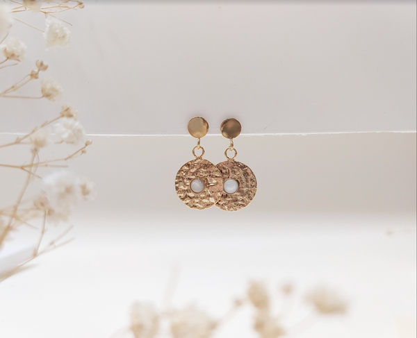Boucles Disque Petit Palais - Nacre Blanche