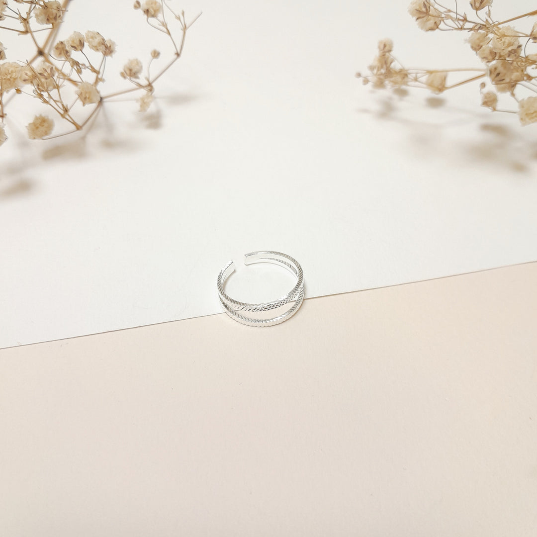 Bague Cross Line Double Argenté