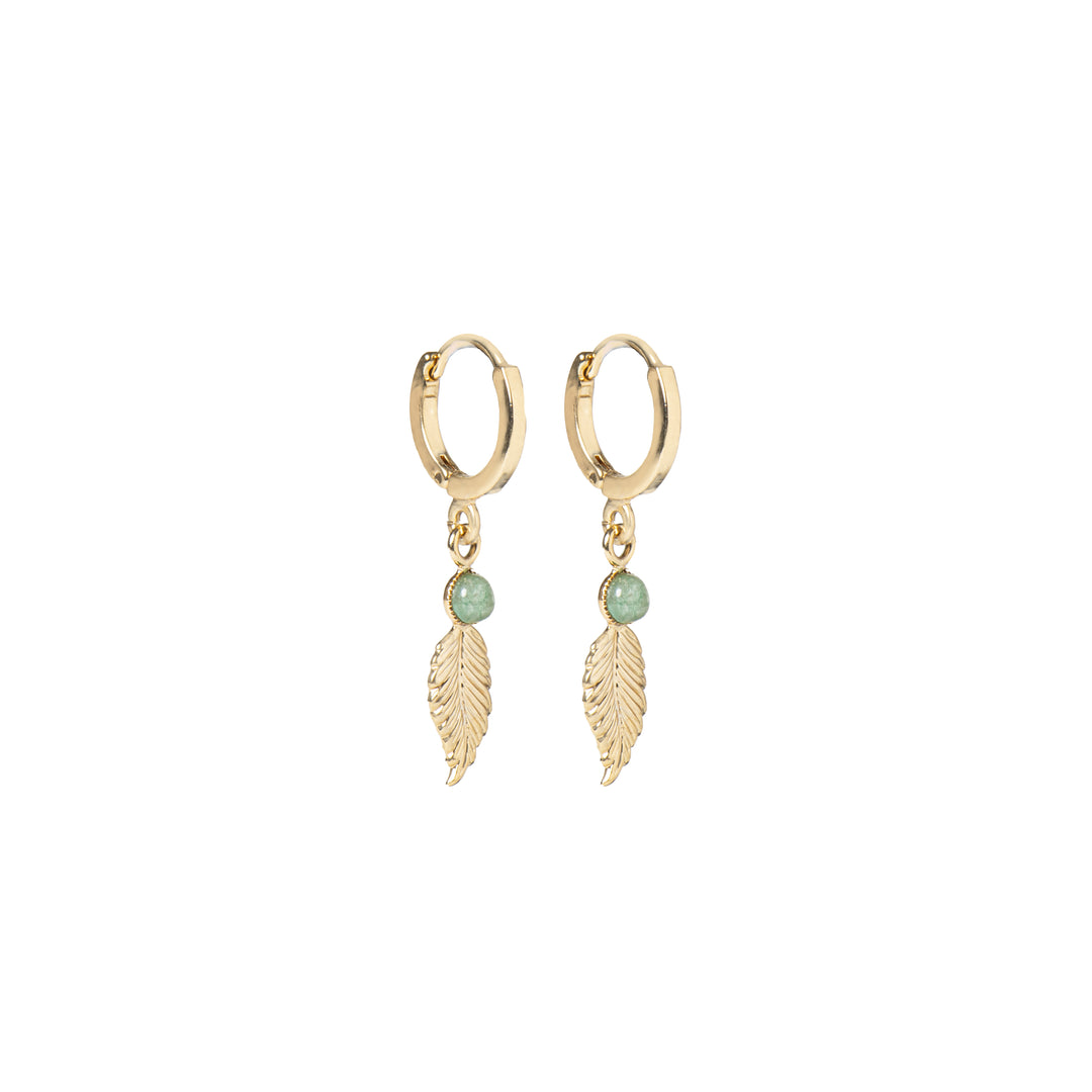 Mini Créoles Feuilles Pierres - Divers Coloris