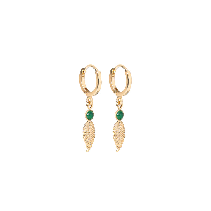 Mini Créoles Feuilles Pierres - Divers Coloris