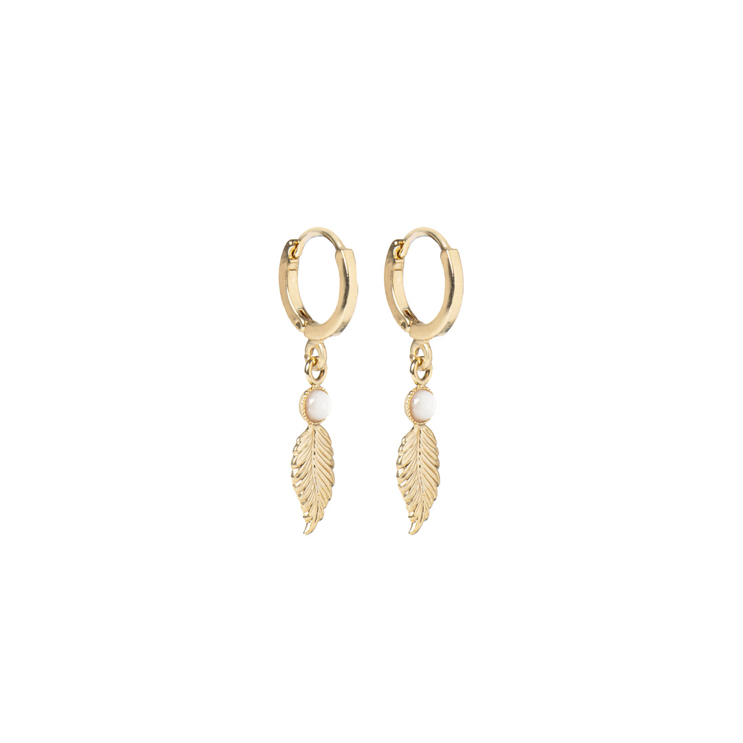 Mini Créoles Feuilles Pierres - Divers Coloris