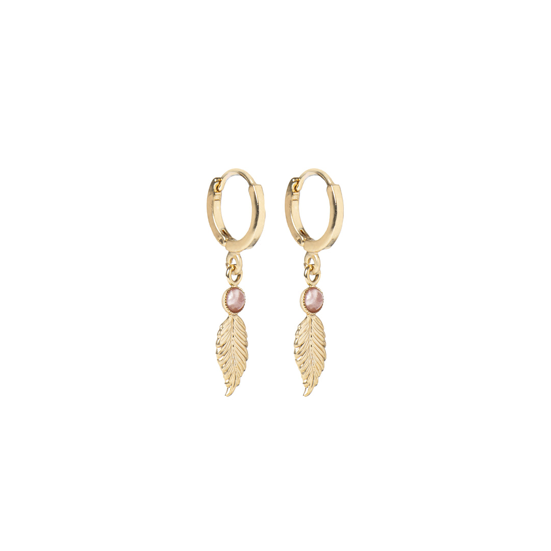 Mini Créoles Feuilles Pierres - Divers Coloris