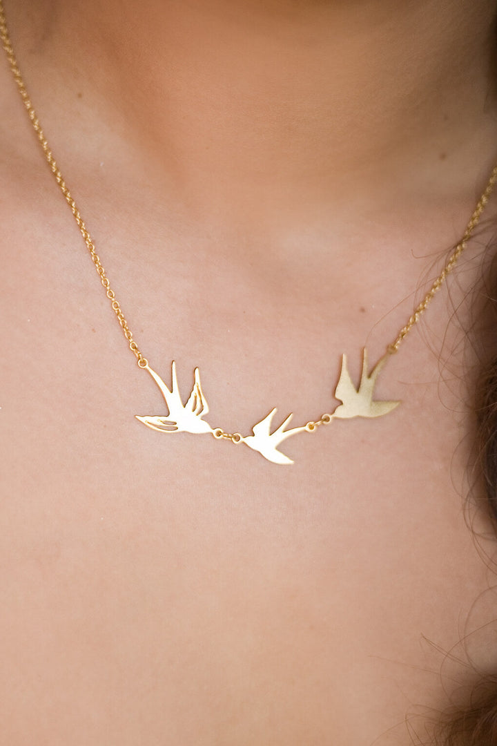 Collier Trio Bird Argenté