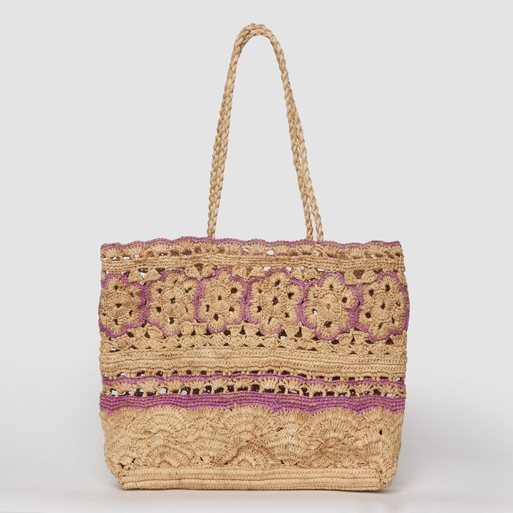 Sac Cabas Sunrise Raphia Mauve