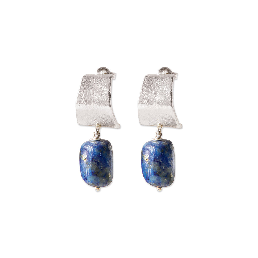 Boucles Honest Argentées - Lapis Lazuli