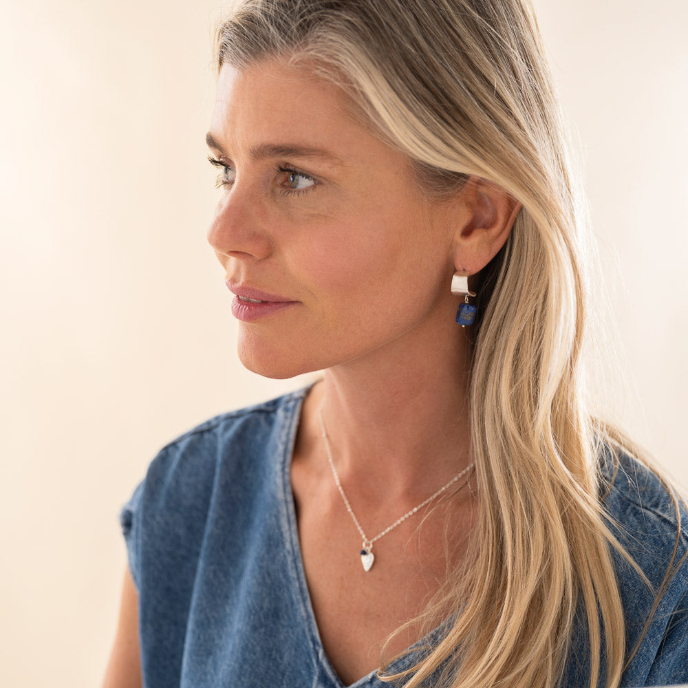 Boucles Honest Argentées - Lapis Lazuli