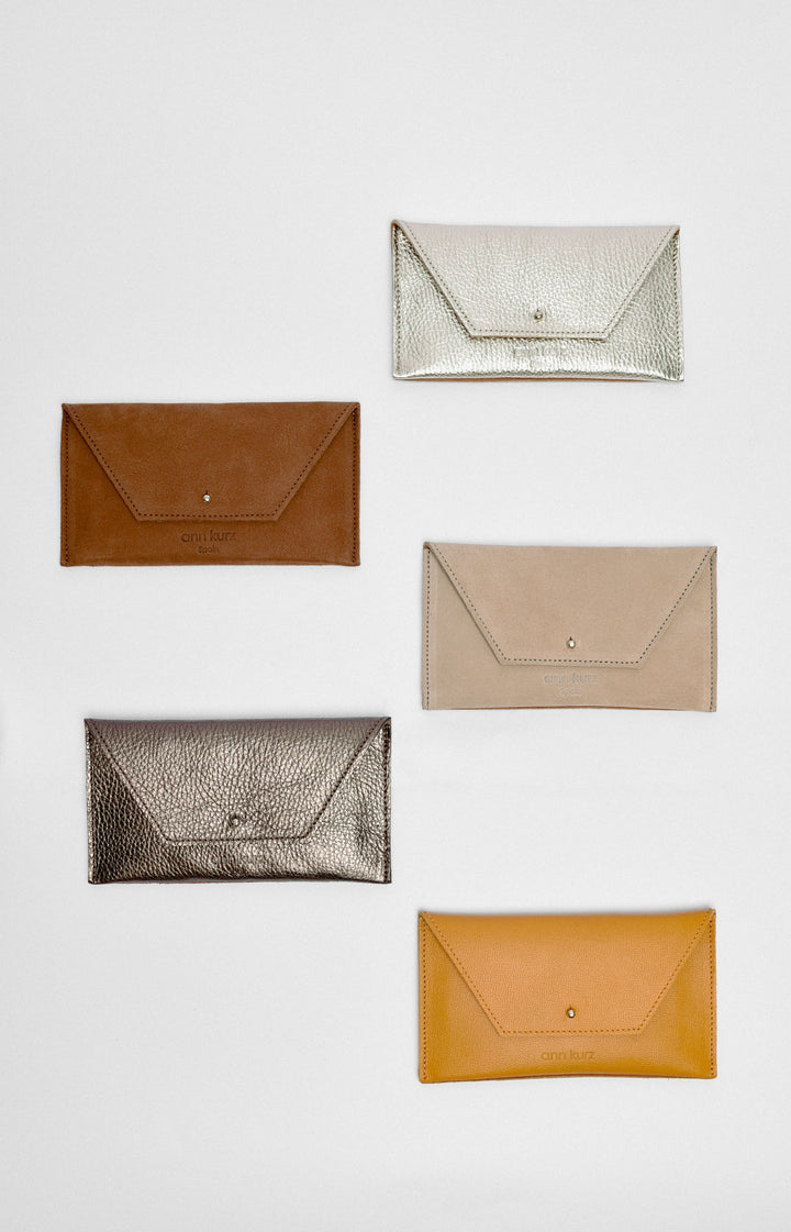 Portefeuile Mini Enveloppe Pouch Grainé - Divers coloris