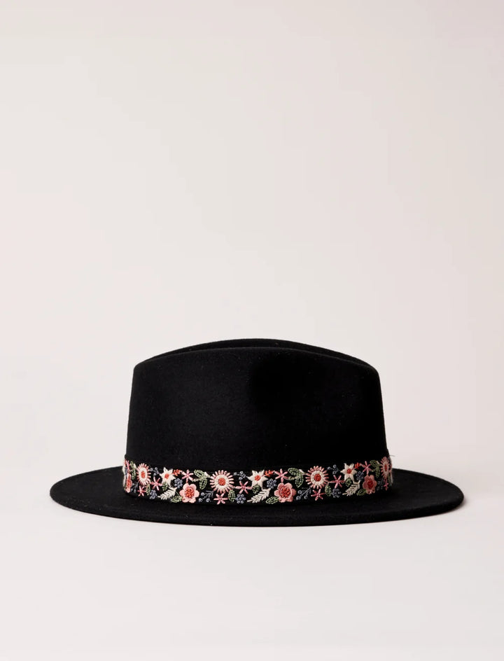 Chapeau Jim Noir Galon Fleur