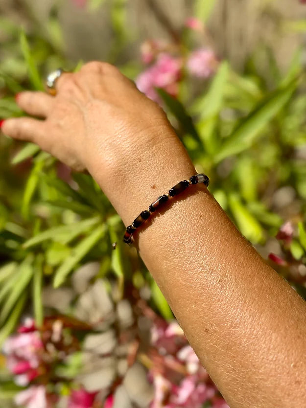 Bracelet Nils - Agate Rouge Et Noire