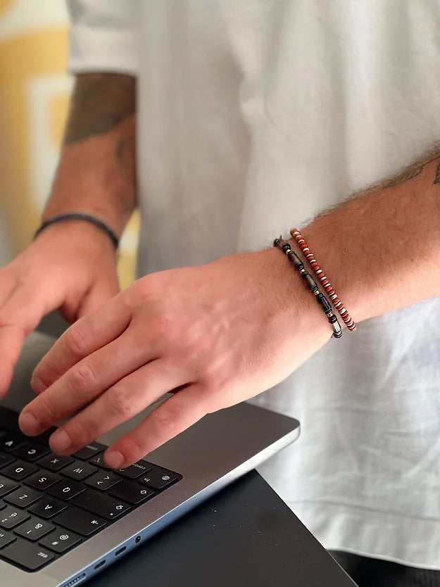 Bracelet Nils - Agate Rouge Et Noire