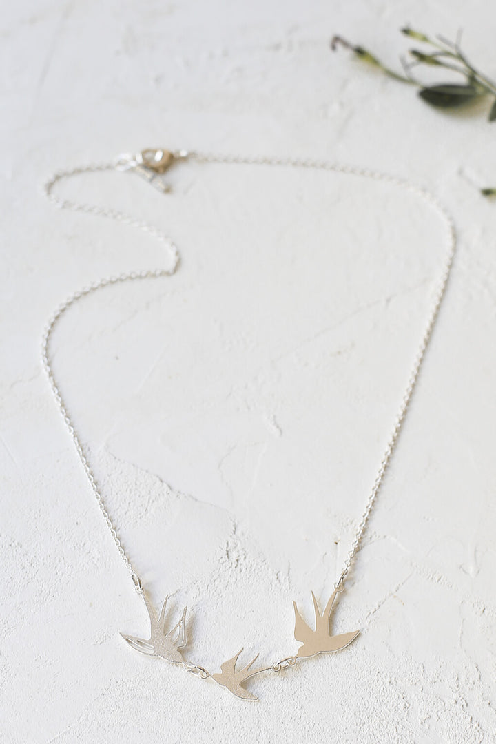 Collier Trio Bird Argenté
