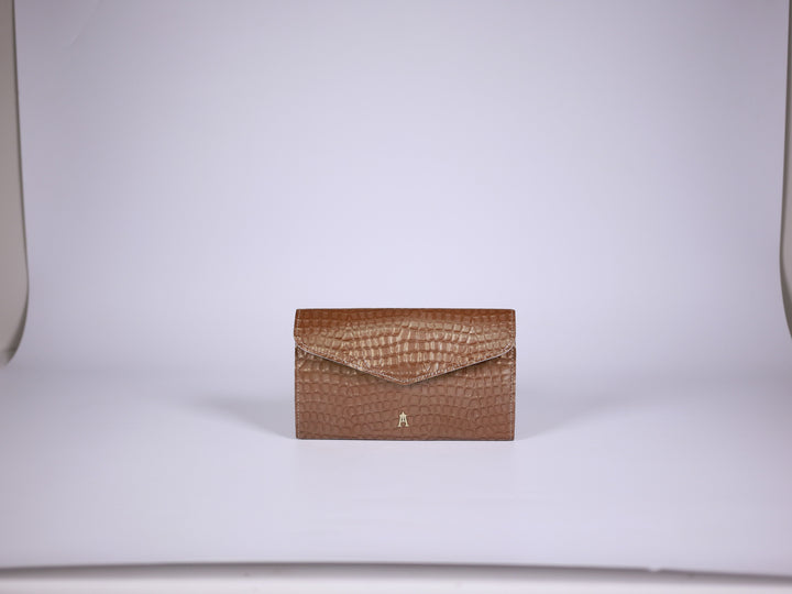 Portefeuille Grand Pliage Croco Reglisse