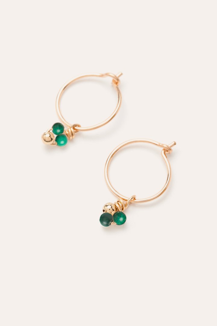 Mini Créoles Grelots Malachite