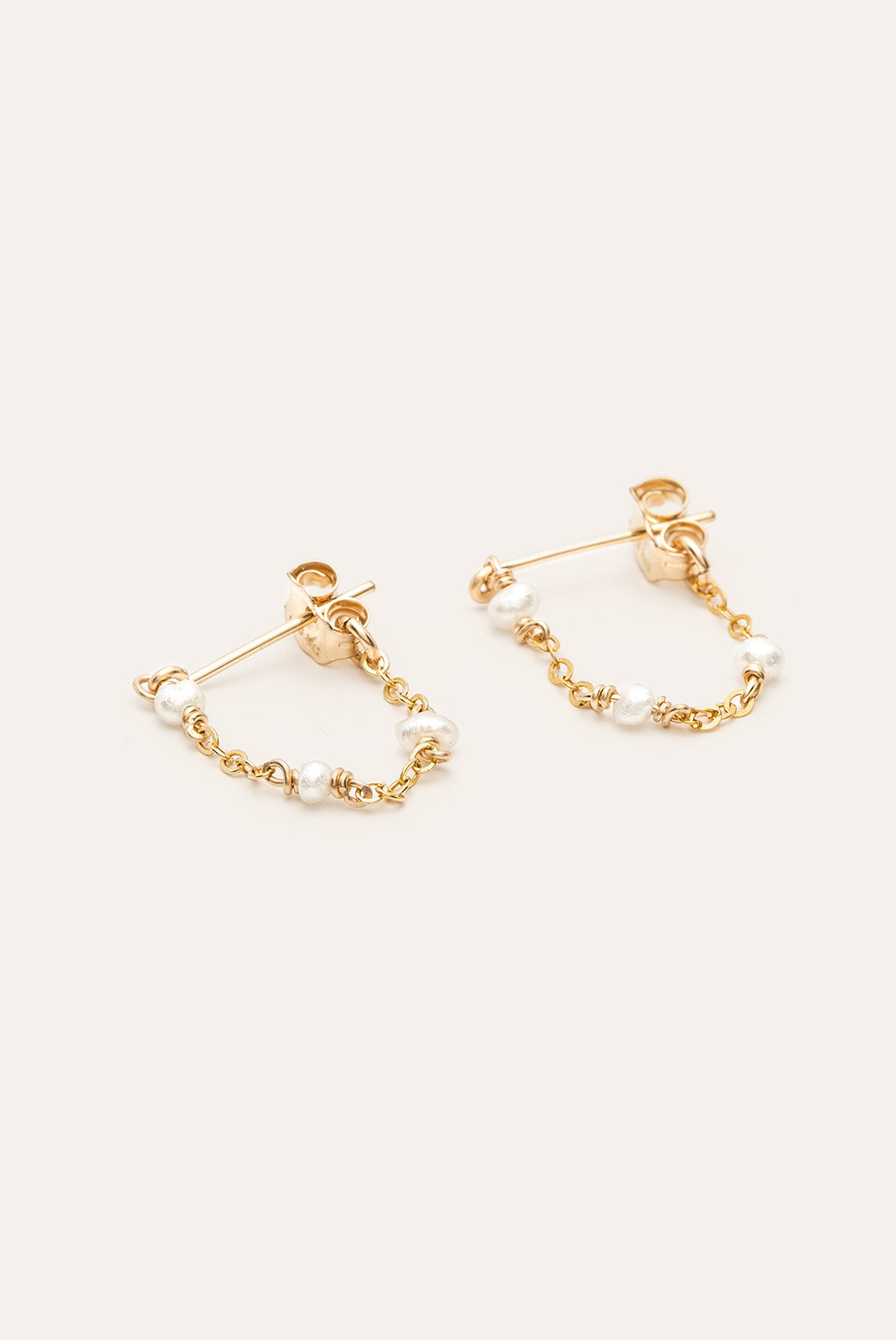 Boucles Satellite Chaînette Perle Dorées