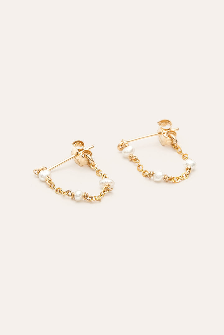 Boucles Satellite Chaînette Perle Dorées