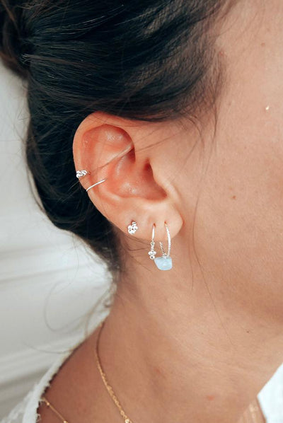Boucle d'oreille mini grelots Droite Argent  n