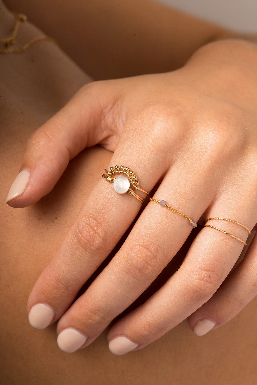Bague Bouton Nacre