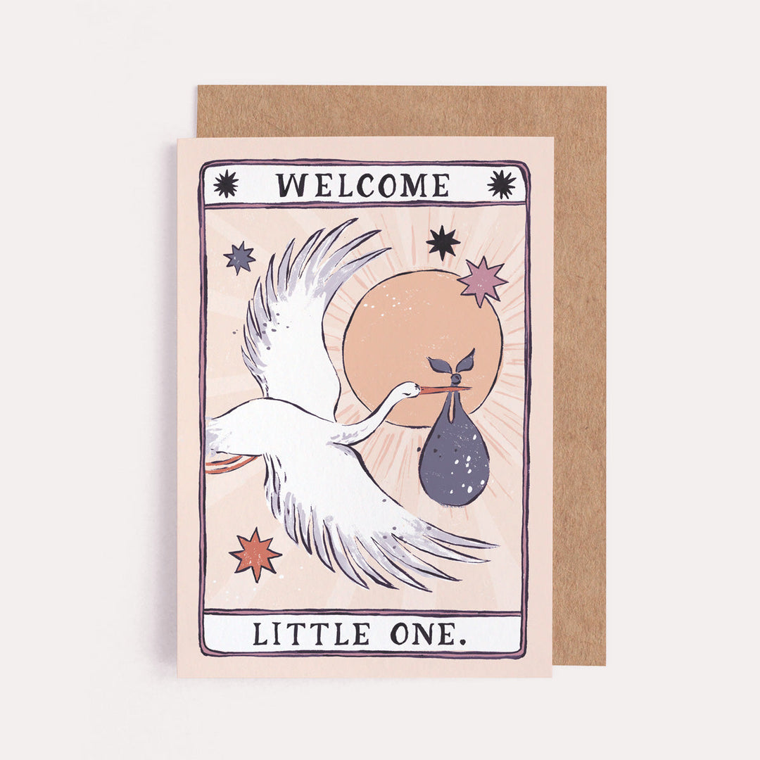 Carte Tarot -  Cigogne Nouveau Bébé