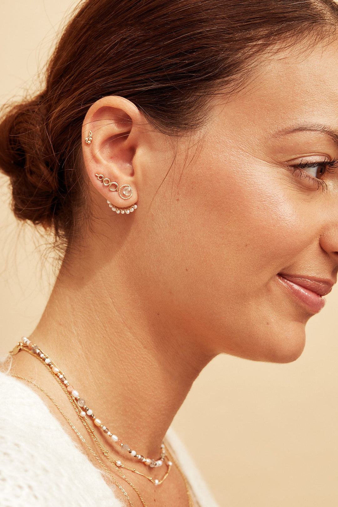 Dos de Boucles Dentelle Demi Lune Perle
