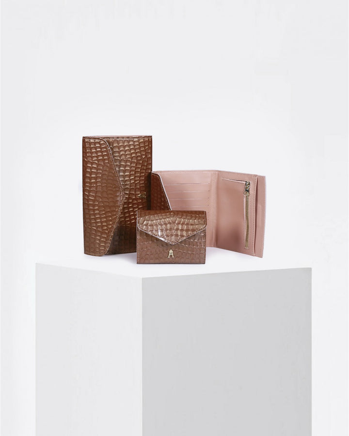 Portefeuille Grand Pliage Croco Reglisse