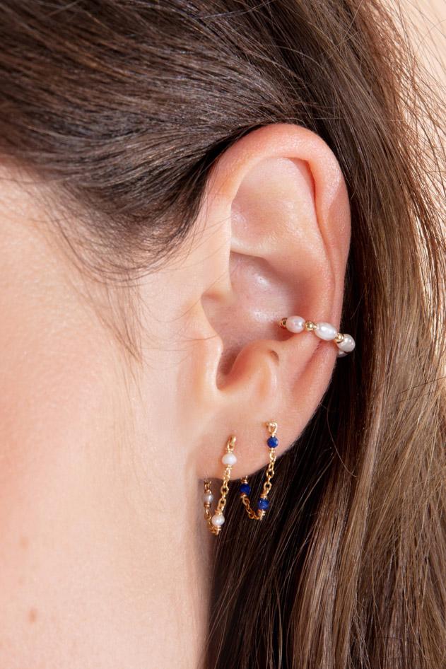 Boucles Satellite Chaînette Perle Dorées